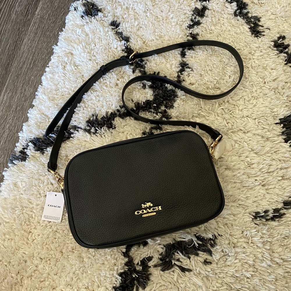 COACH Black Pebbled Leather Jes Crossbody Bag